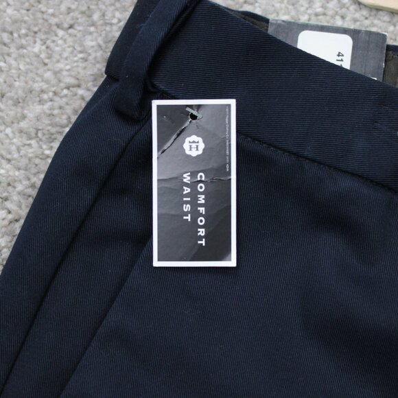 Haggar Chino Pants NWT Mens 34x29 Blue Work 2 Weekend Flat Front Comfort Waist - Picture 9 of 14